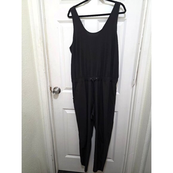 PATAGONIA Black Sleeveless Jumpsuit Drawstring Waist & Back Pockets Women's Size - Picture 2 of 9